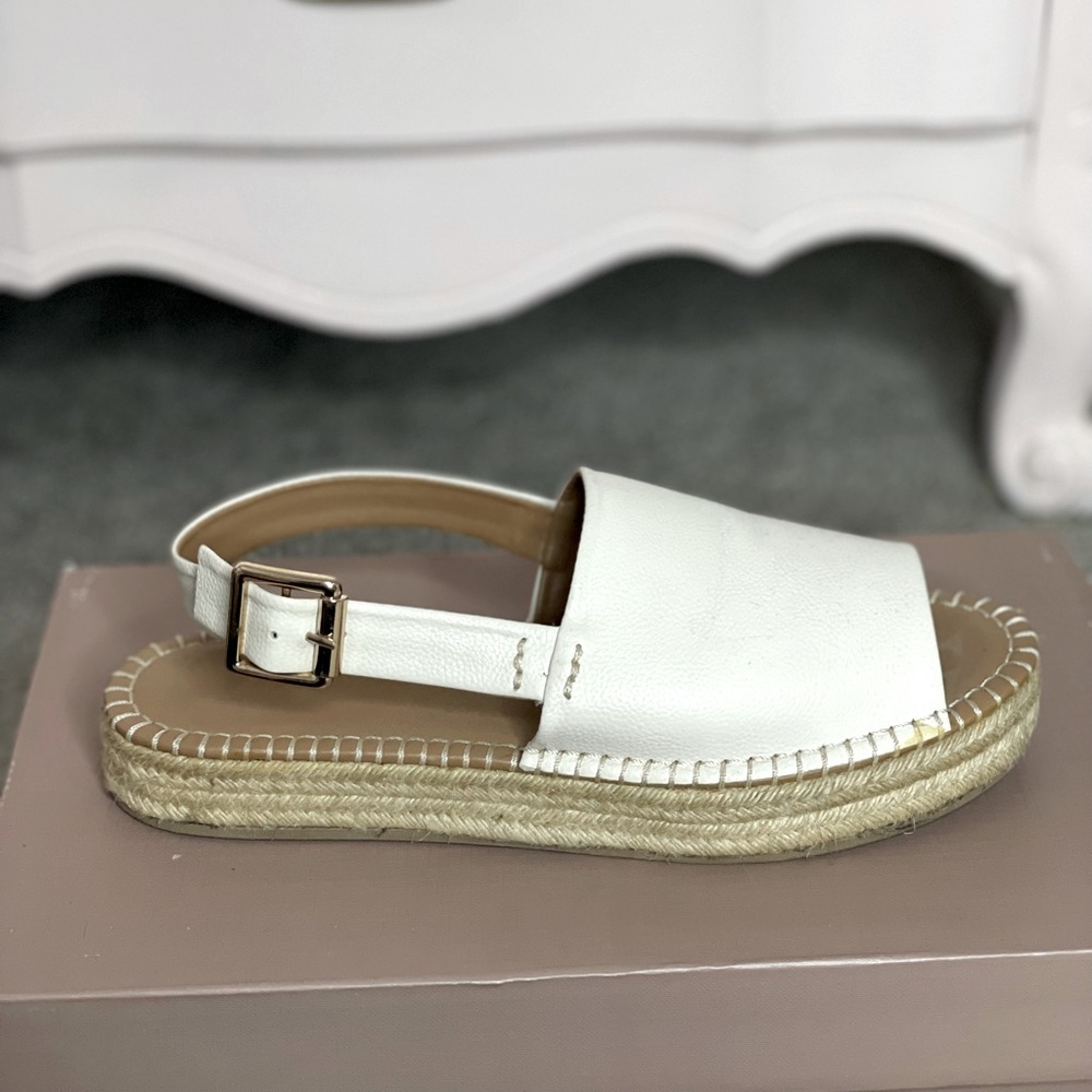 White leather espadrille sandals